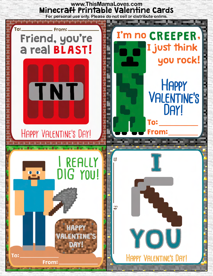 Free Printable Gaming Valentine Cards - free printable roblox valentine card