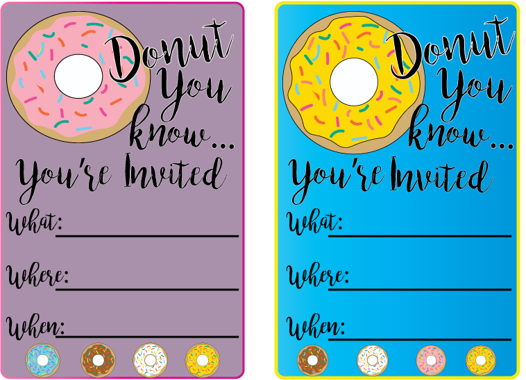 Donut-Invitation from donut printables at Mandy's Party Printables | mandyspartyprintables.com