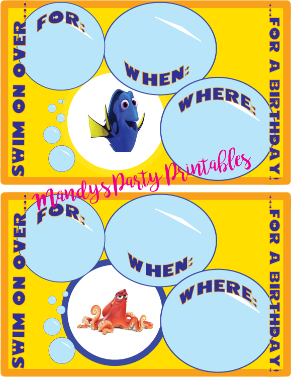 Free Finding Dory Party Printables Birthday Invitation from Mandy's Party Printables