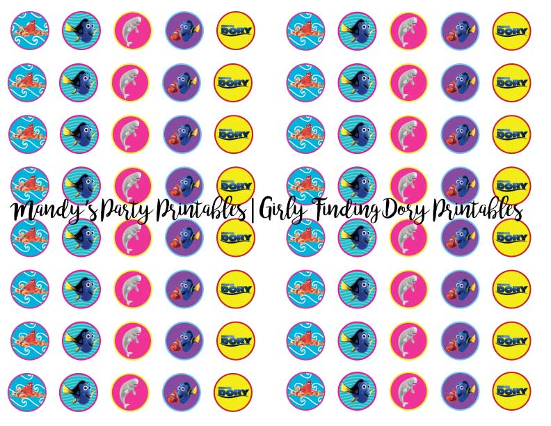 Girly-Finding-Dory-Kisses-and-Rolos-Stickers | Mandy's Party Printables