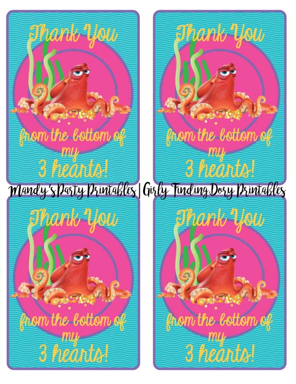 Girly-Finding-Dory-Thank-You-Cards | Mandy's Party Printables