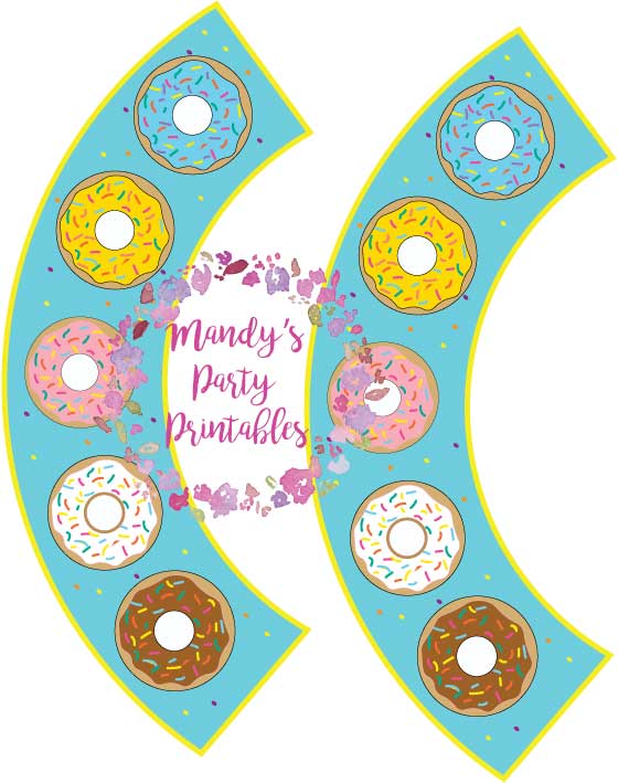 Free Donut Cupcake Wrappers in Blue from Mandy's Party Printables | mandyspartyprintables.com