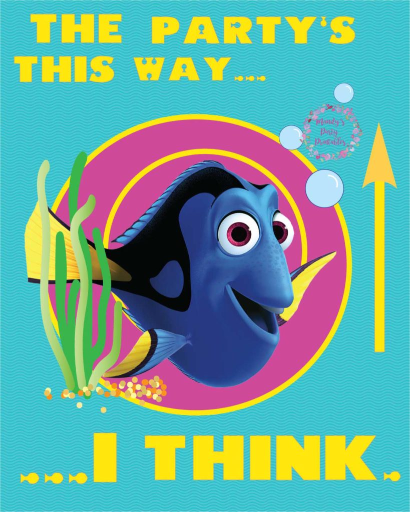 The Party's This Way! I Think... Finding Dory Party Sign via Mandy's Party Printables