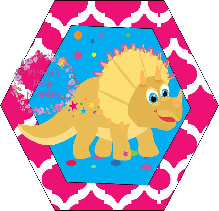Yellow Girly Dinosaur Cupcake Toppers from Tea Rex T-Party at Mandy's Party Printables