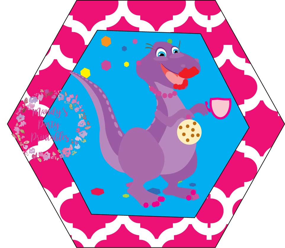 Girly Dinosaur Cupcake Toppers from Tea Rex T-Party at Mandy's Party Printables