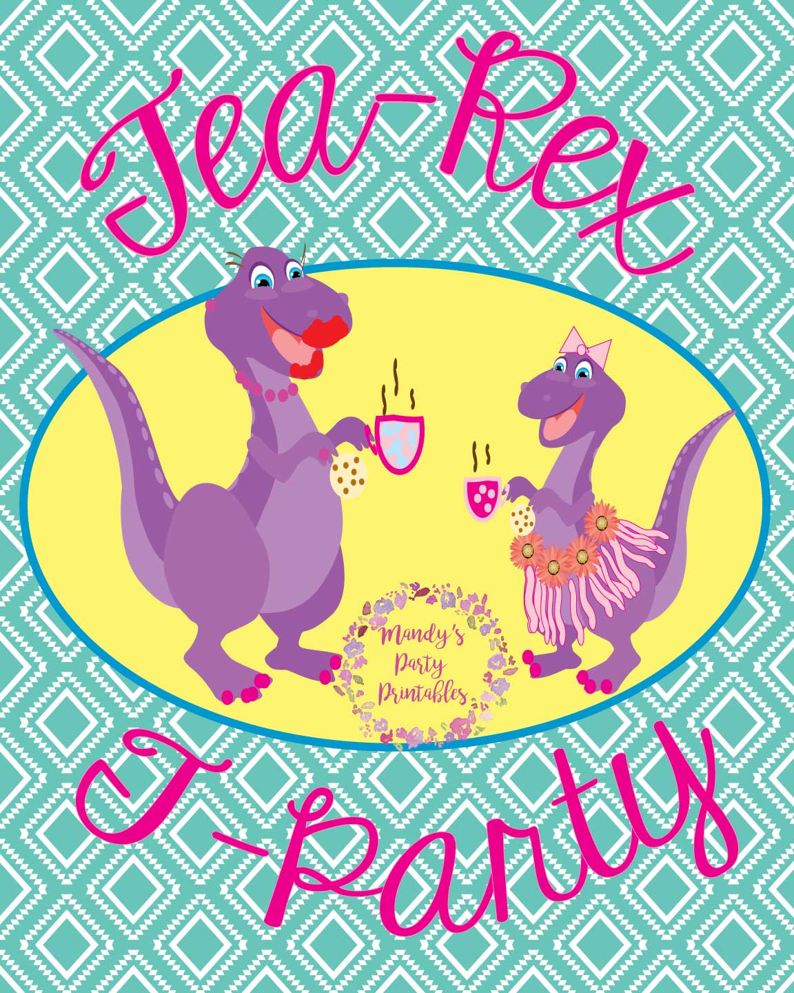 Party sign from Girly Tea Rex T-Party at Mandy's Party Printables
