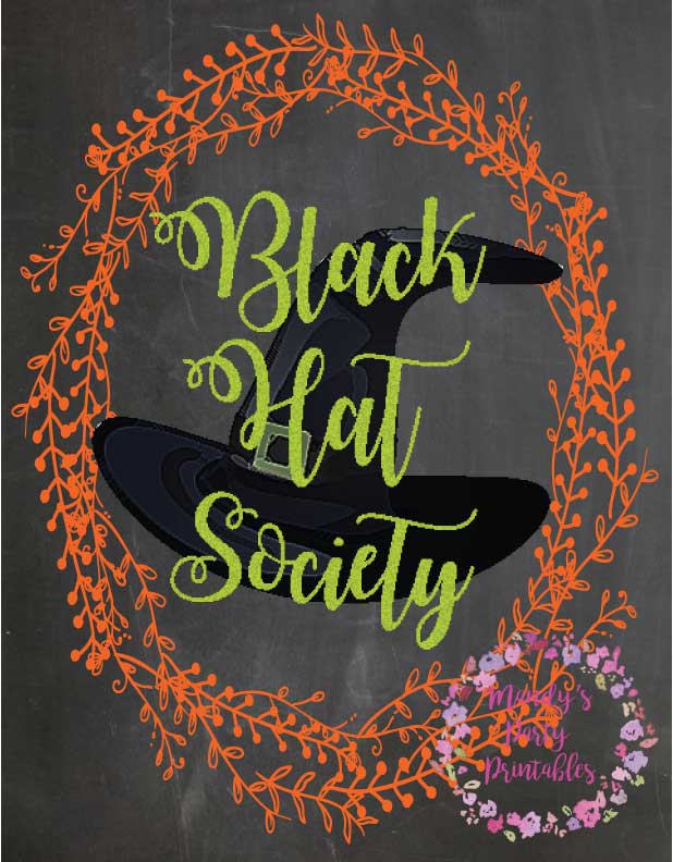 Halloween Witches Tea Party Black Hat Society Free Printable via Mandy's Party Printables