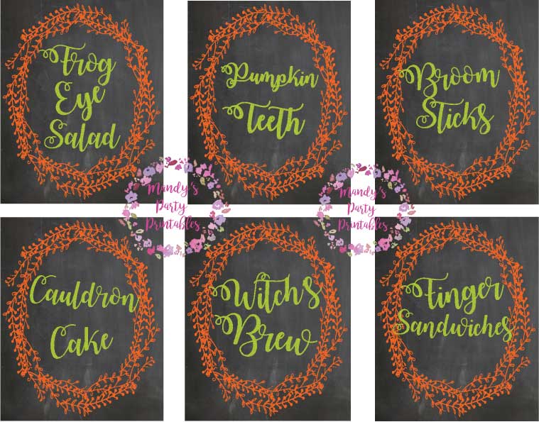 Creative Food Signs from Halloween Witches Tea Party via Mandy's Party Printables