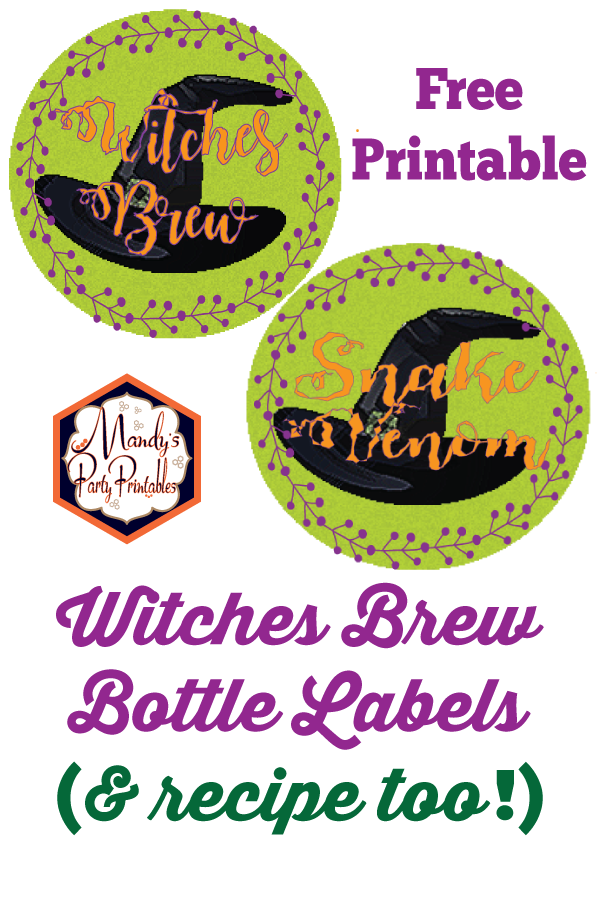 Witches Brew bottle wrapper Halloween printable | Mandy's Party Printables