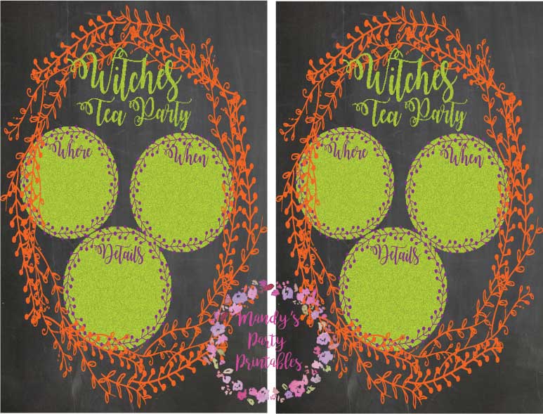 Witches Tea Party Invitation for Your Halloween Party via Mandy's Party Printables