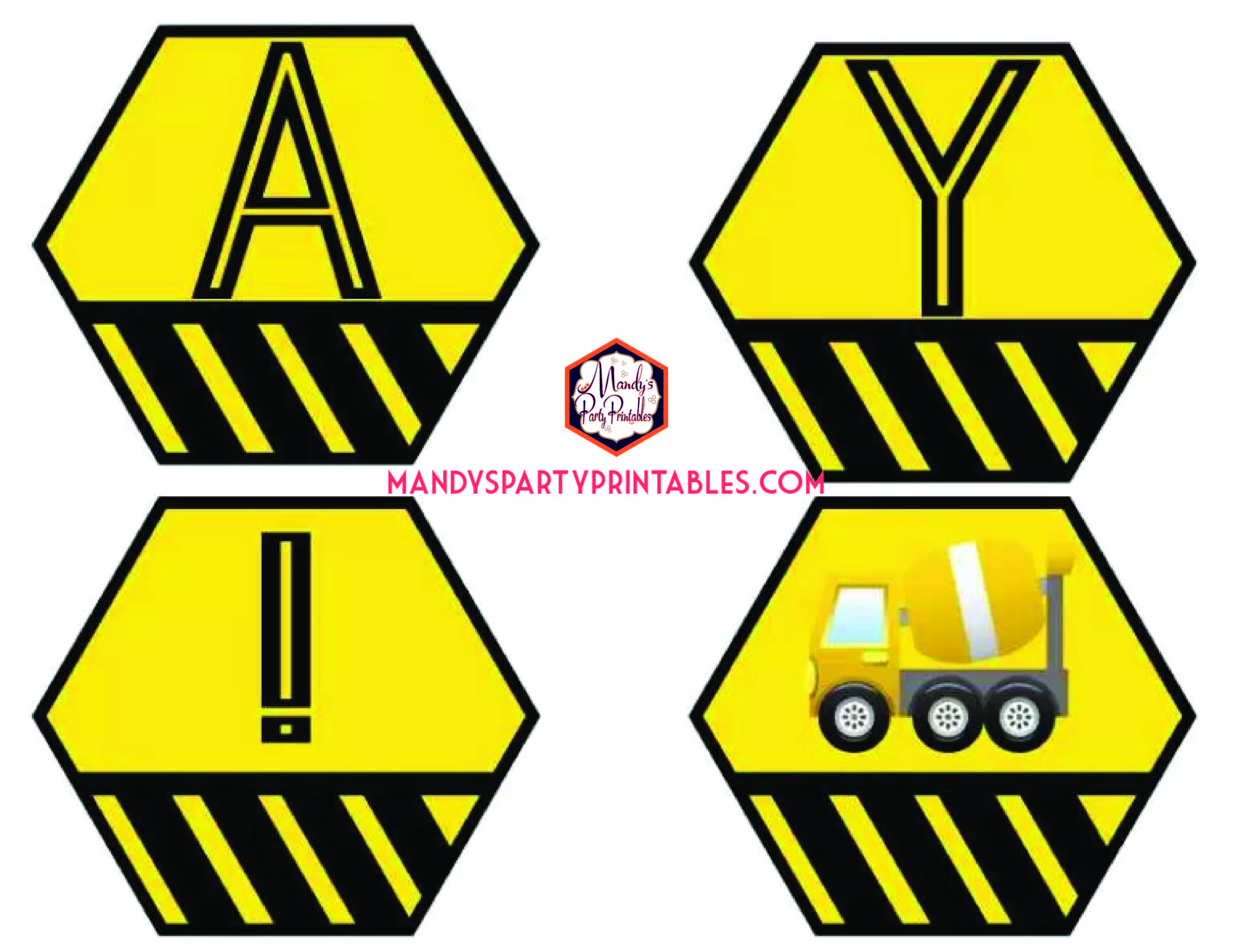Construction Happy Birthday banner | Mandy's Party Printables