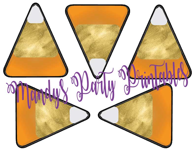 White, Gold, and Orange Candy Corn Banner via Mandy's Party Printables