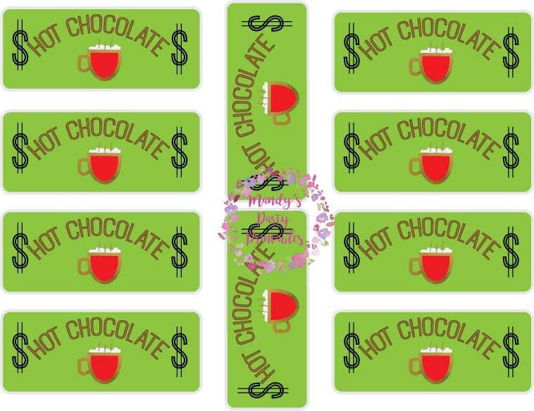 Free Hot Chocolate Stand Printable Hot Chocolate Play Money via Mandy's Party Printables