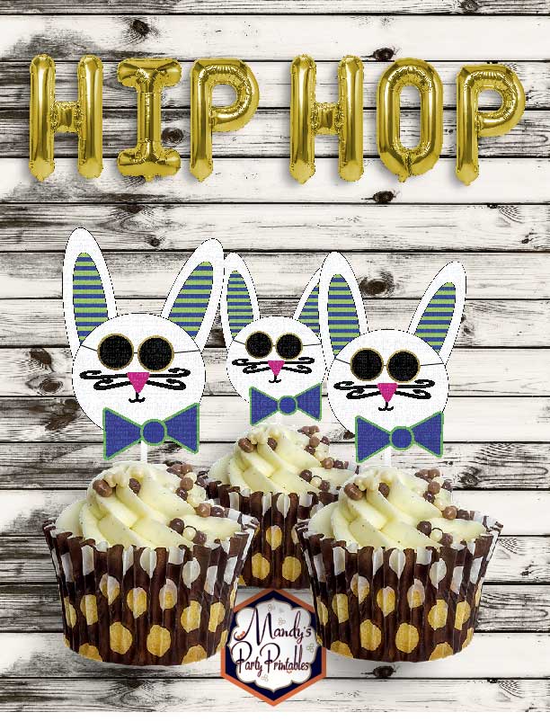 Hipster Easter Cupcake Toppers via Mandy's Party Printables
