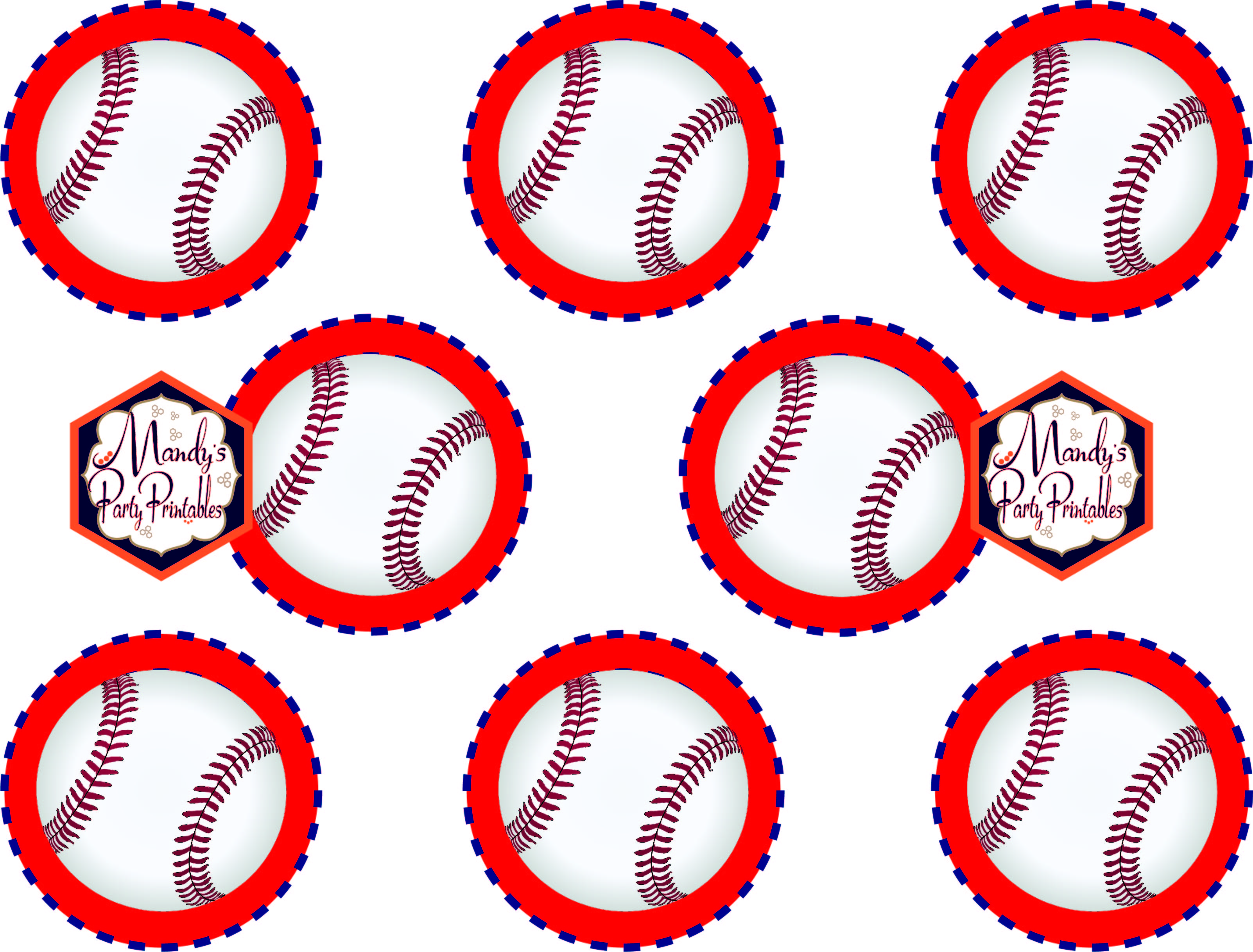 Cupcake Toppers from the Free Baseball Printables via Mandy's Party Printables