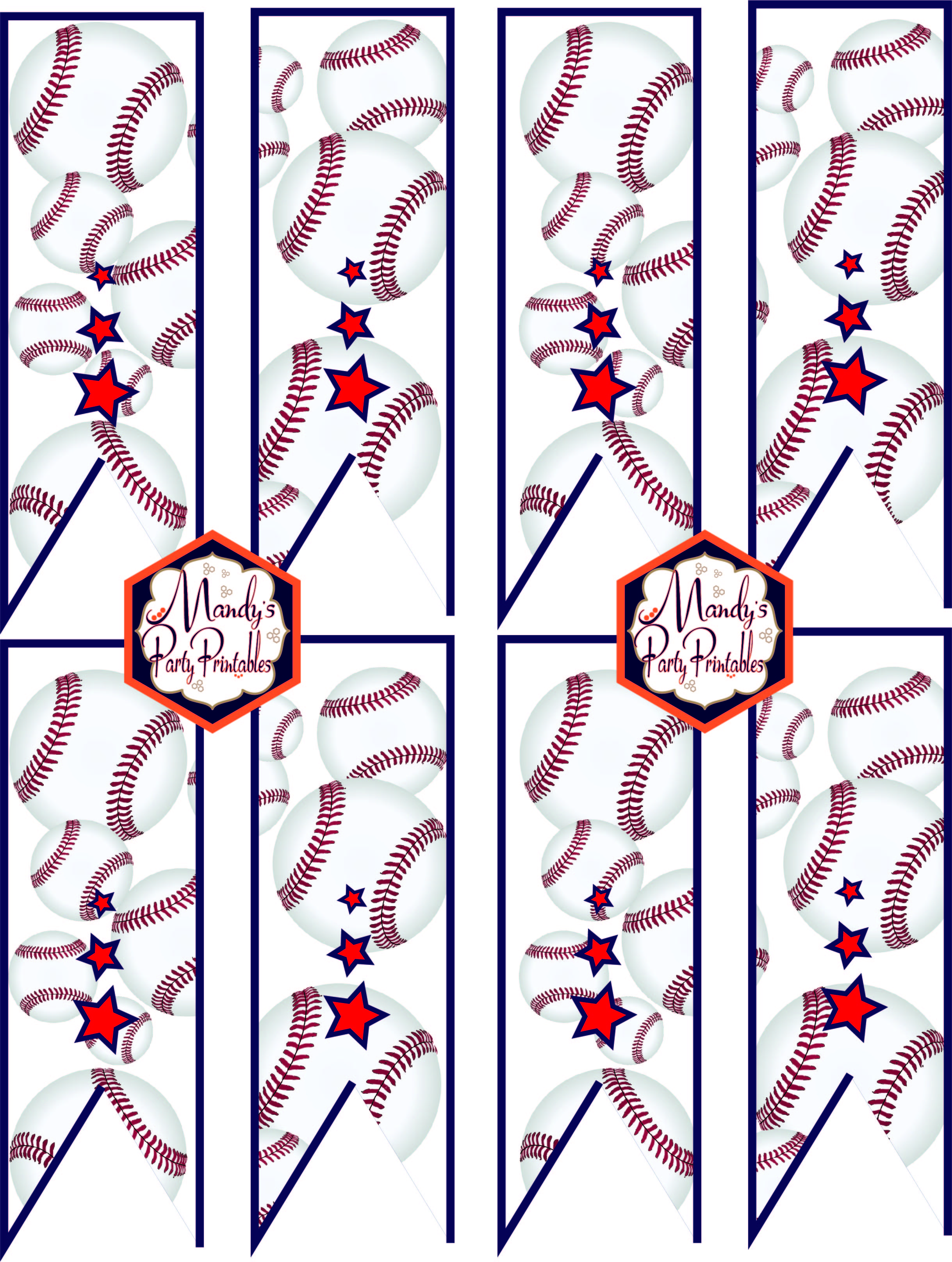 Baseball Flags from the Free Baseball Printables via Mandy's Party Printables