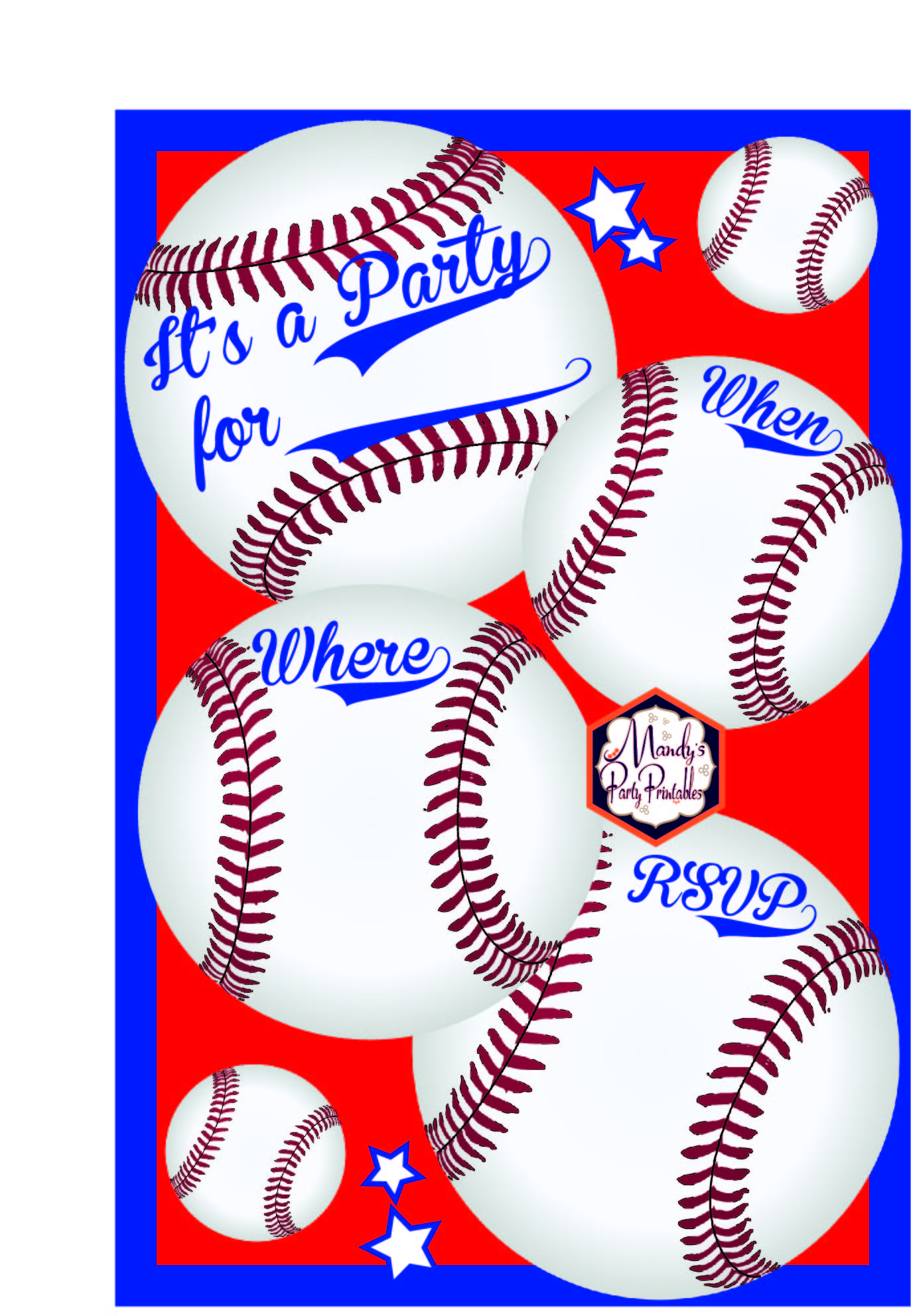 Party Invitation from the Free Baseball Printables via Mandy's Party Printables
