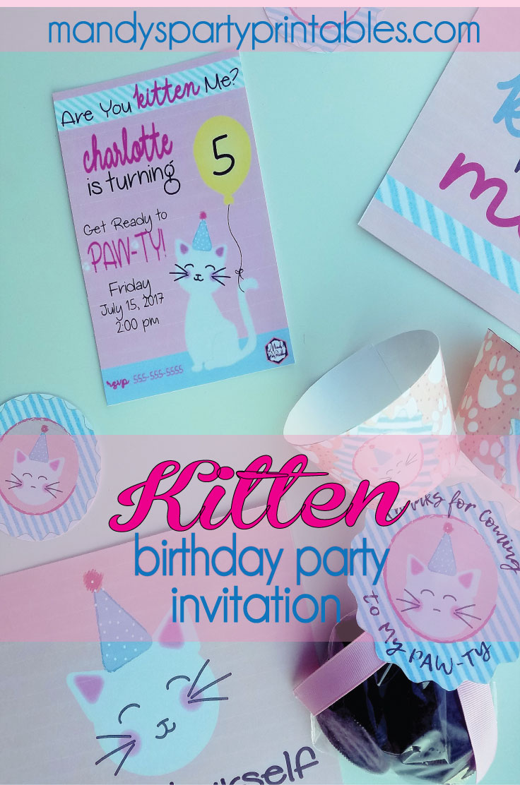 Kitty Cat Birthday Party Printables via Mandy's Party Printables