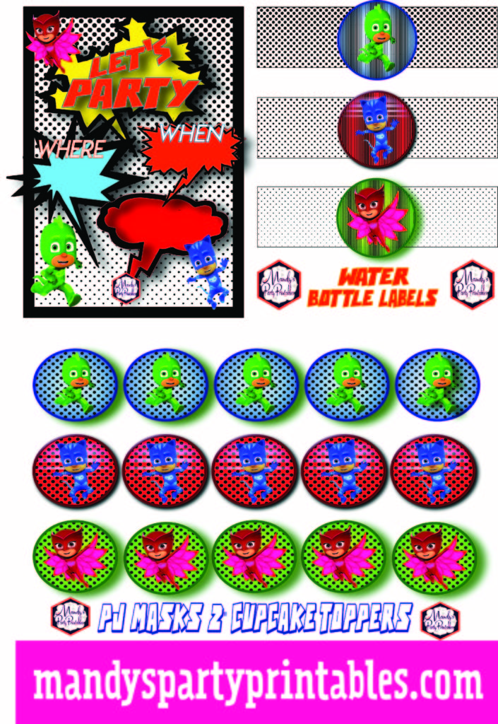 Free PJ Masks Birthday Party Printables - Mandy's Party Printables