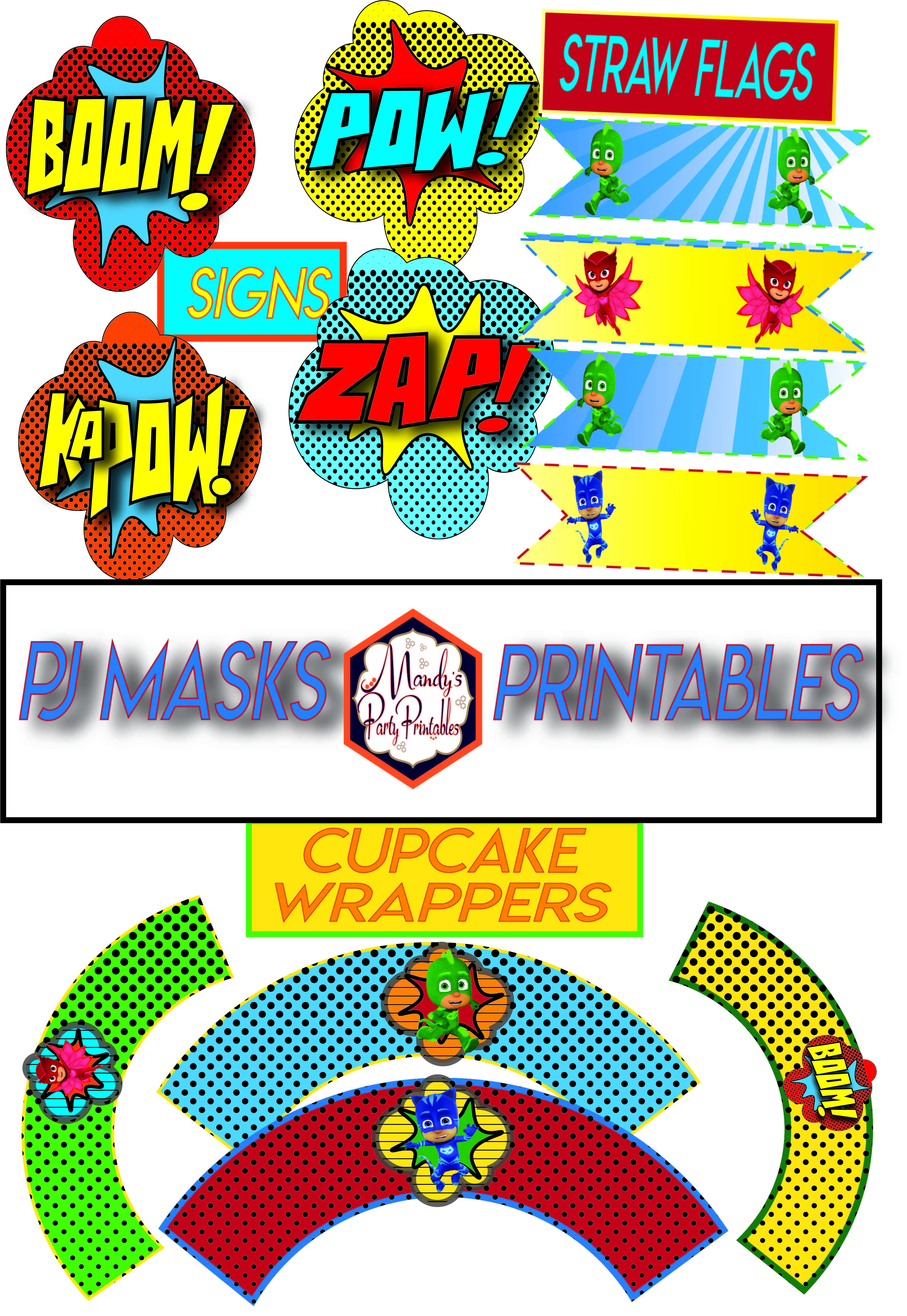 Free PJ Masks Party Printables Round 2 via Mandy's Party Printables