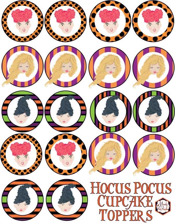 Hocus Pocus Cupcake Toppers via Mandy s Party Printables Mandy s 