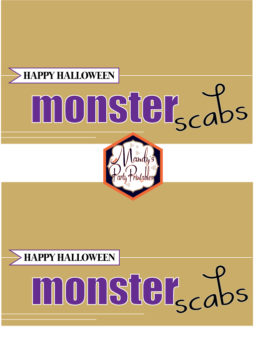Monster Scabs Halloween Treatbag Toppers via Mandy's Party Printables