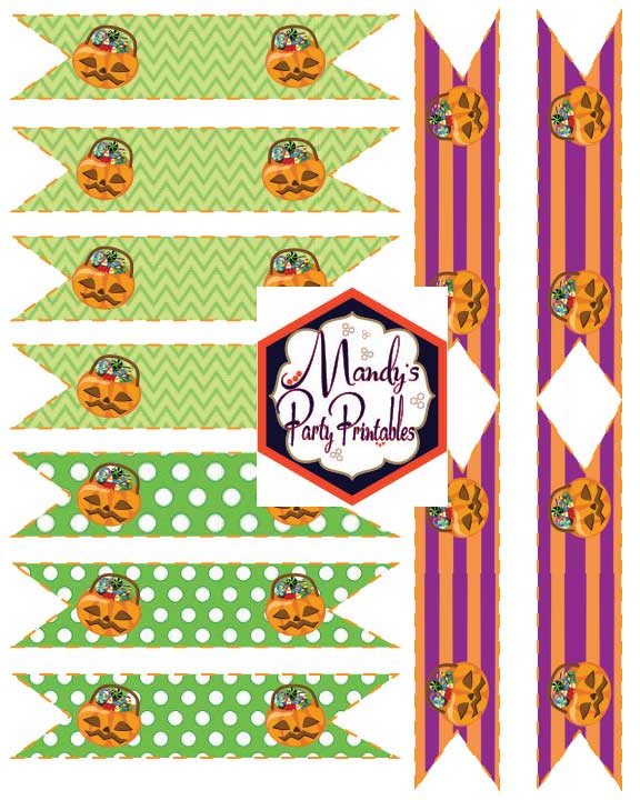 Straw Flags from Halloween Costume Party Printables via Mandy's Party Printables