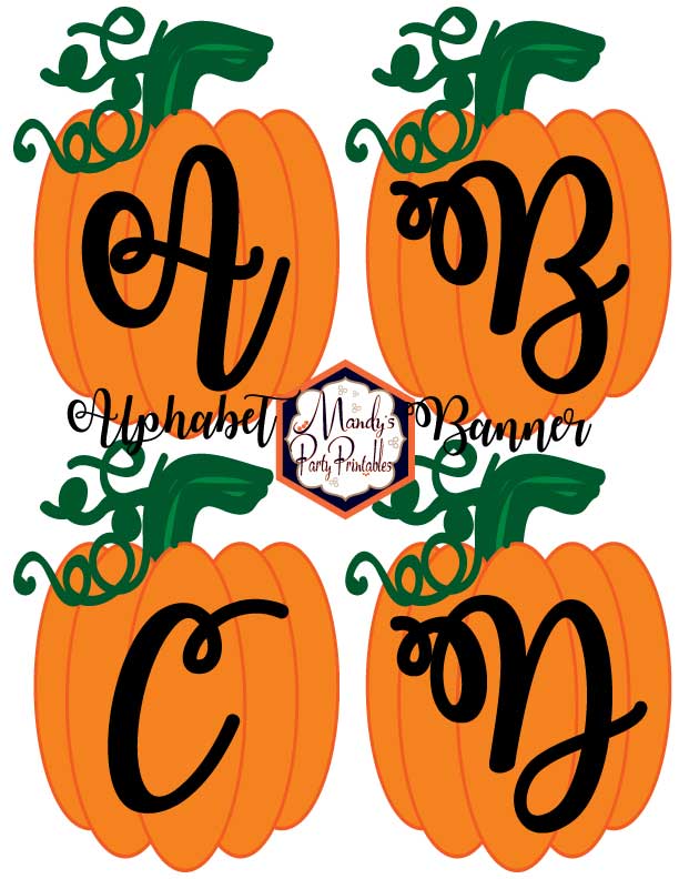 Free Printable Pumpkin Alphabet Banner via Mandy's Party Printables