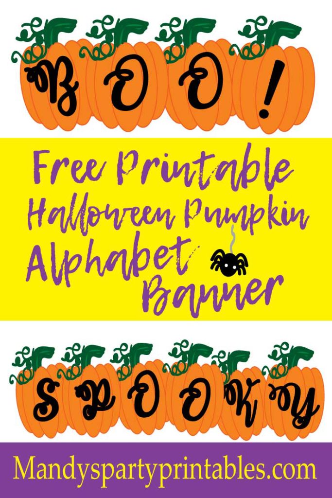 Free Printable Pumpkin Halloween Alphabet Banner via Mandy's Party Printables