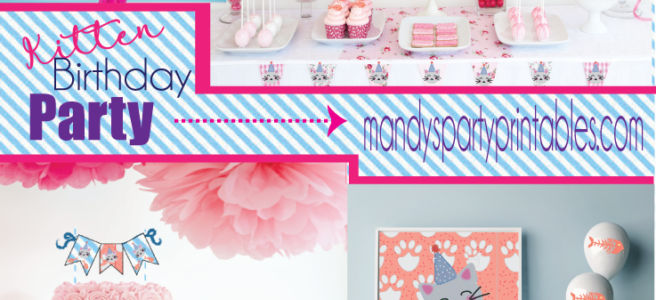 Cat Birthday Party | Kitten Birthday | Girls Party Ideas | Mandy's Party Printables