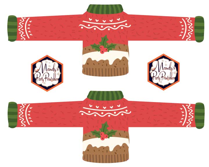 Sweater Drink Wrappers from Ugly Sweater Christmas Party Printables via Mandy's Party Printables