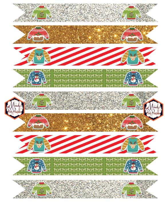 Drink Straws from Ugly Sweater Christmas Party Printables via Mandy's Party Printables