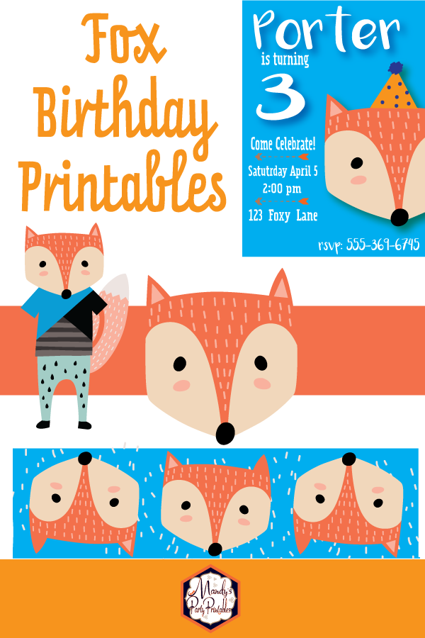 Fox Birthday Printables - Mandy's Party Printables