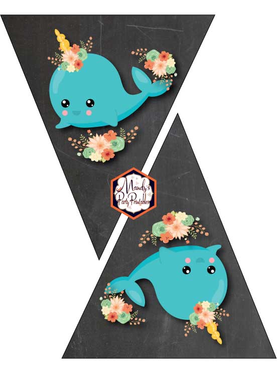 Narwhal birthday banner | Mandy's Party Printables | A Guide to Half-E Homemaking
