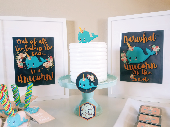 Narwhal birthday party printables and party table | Mandy's Party Printables | A Guide to Half-E Homemaking