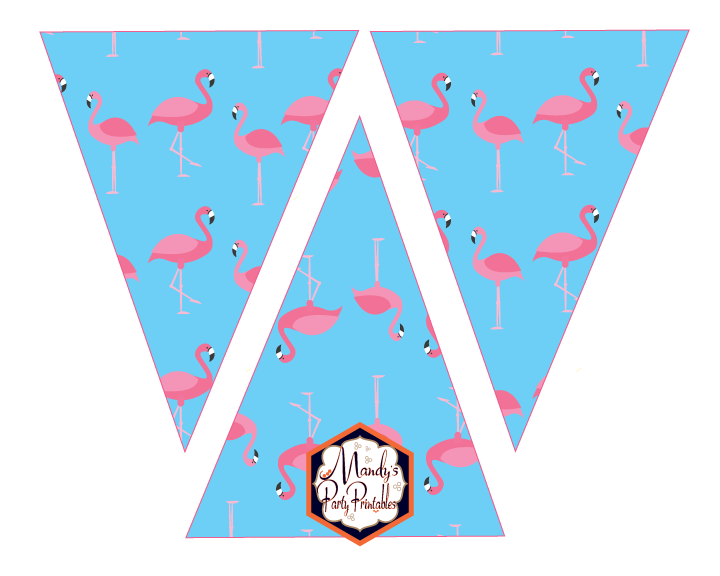 blue and pink flamingo banner for birthday, flamingle, or pool party | Mandy's Party Printables