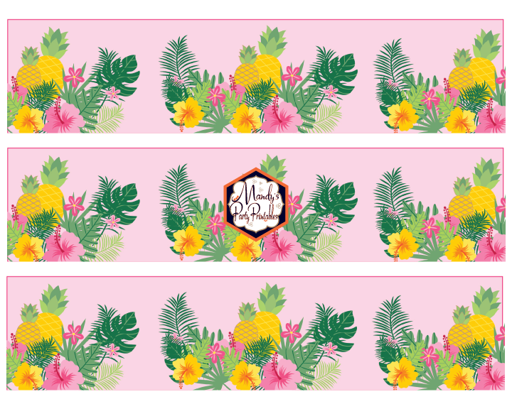 Luau floral waterbottle labels | Mandy's Party Printables