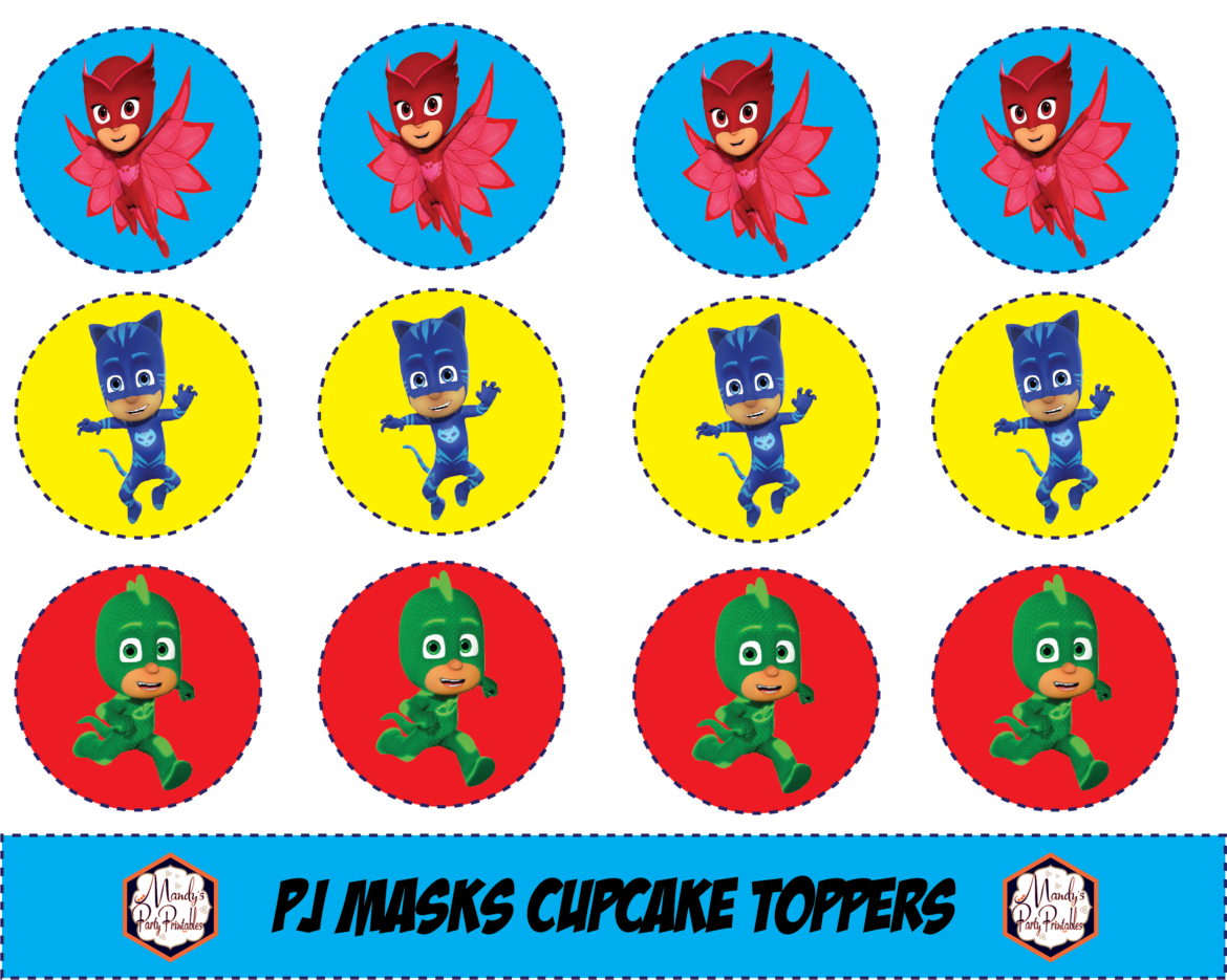 PJ Masks Cupcake Toppers - Mandy's Party Printables