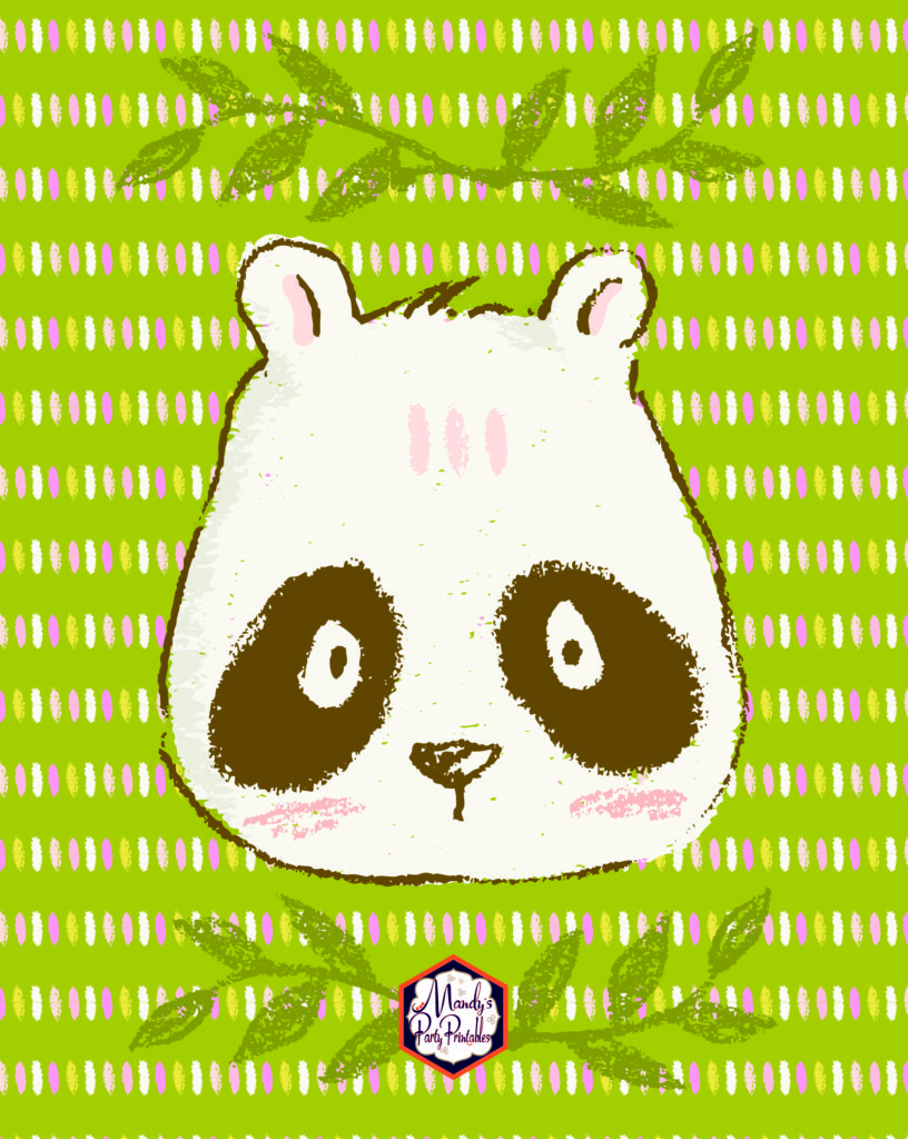 Green background with watercolor panda 8x10 woodland animal print | Mandy's Party Printables: A Guide to Half-E Homemaking