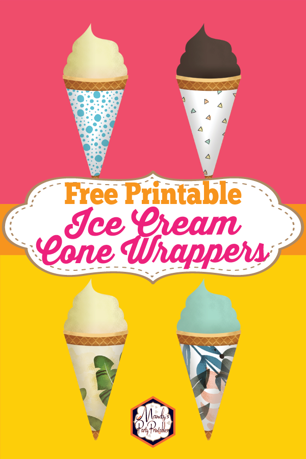 Free printable ice cream cone wrappers | Mandy's Party Printables