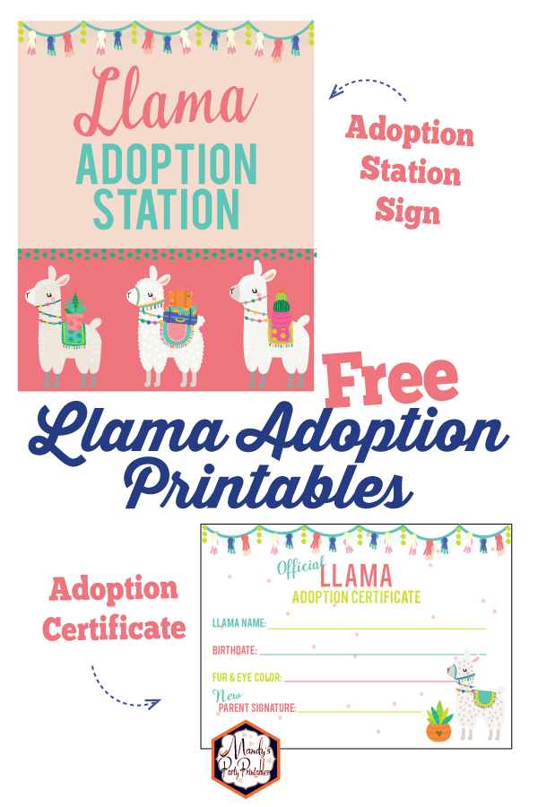 Free llama adoption party printables | Mandy's Party Printables