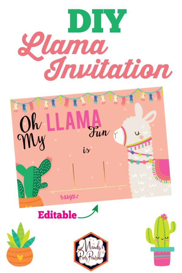 DIY llama invitation | Mandy's Party Printables