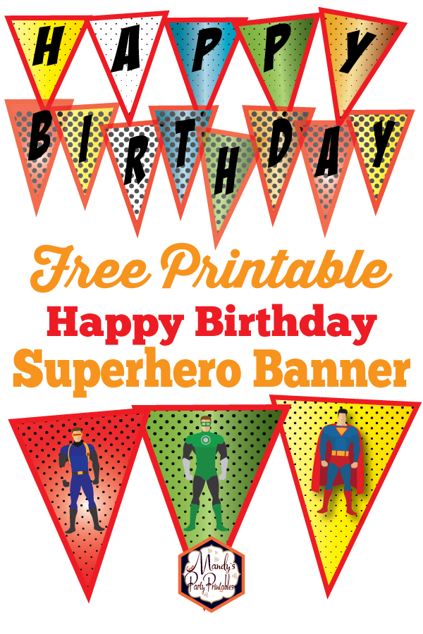Free superhero birthday banner printable | Mandy's Party Printables