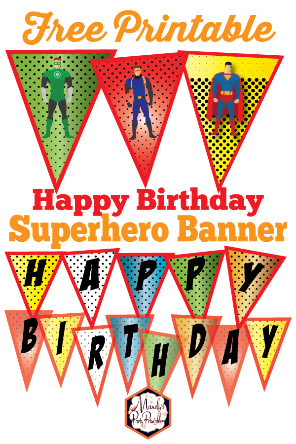 Free superhero birthday banner printable | Mandy's Party Printables