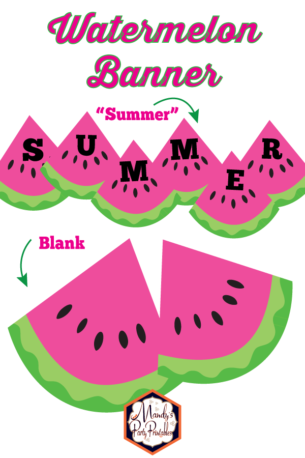 Free printable summer watermelon banner | Mandy's Party Printables
