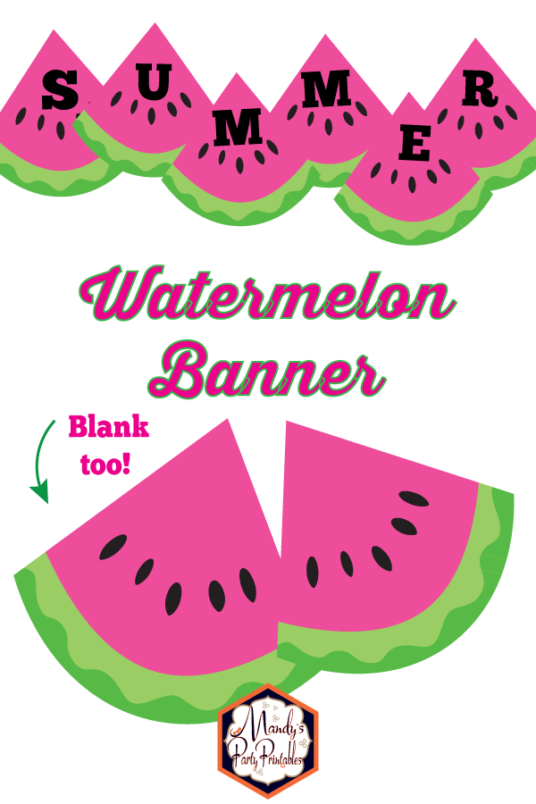 Free printable summer watermelon banner | Mandy's Party Printables
