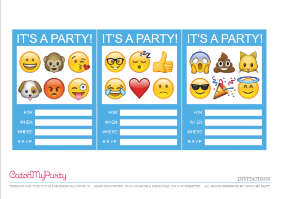 Emoji printable invitation | Mandy's Party Printables
