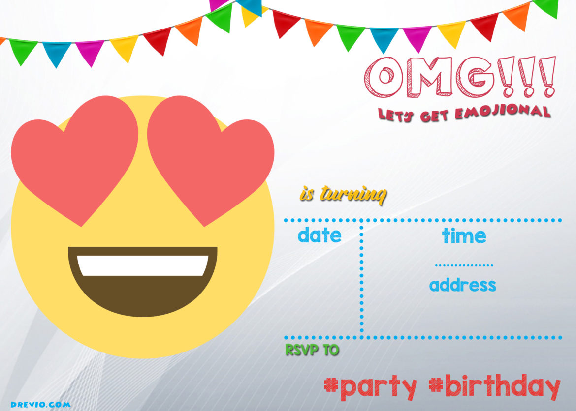 Printable Emoji Party Invitations - Mandy's Party Printables
