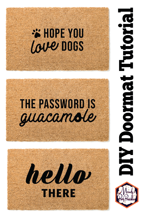 DIY doormat tutorial with free "hope you love dogs", "the password is guacamole", and "hello there" stencils | Mandy's Party Printables