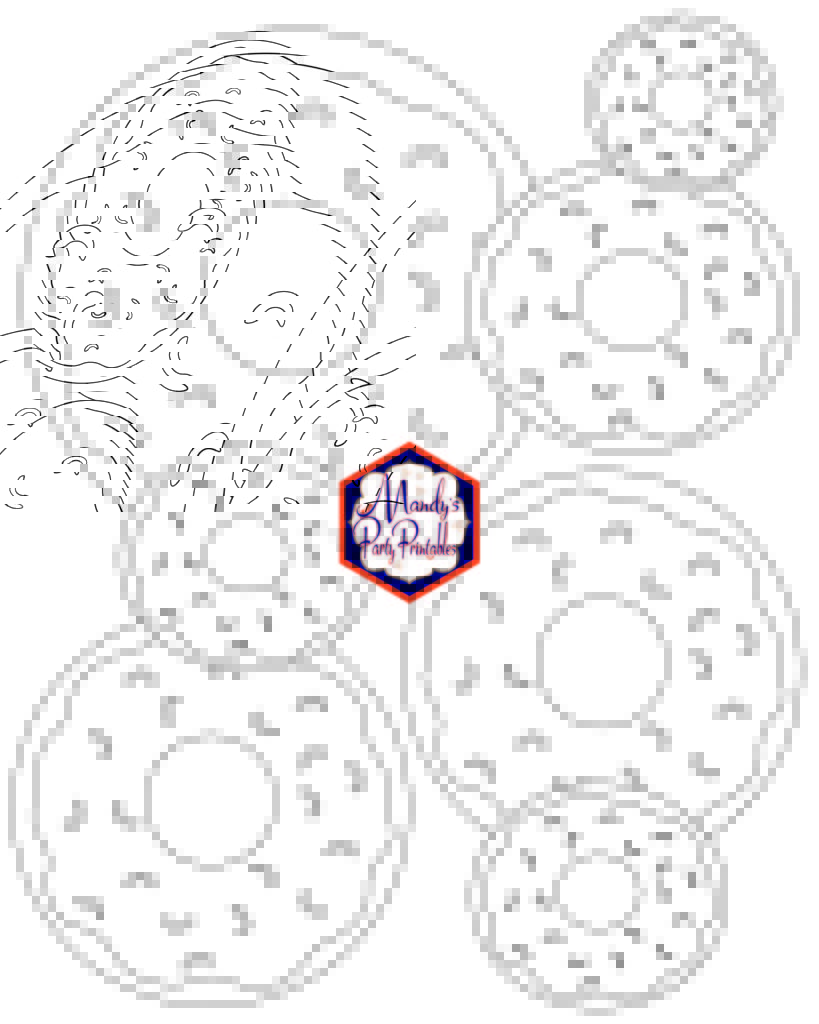 Doughnut Coloring Page | 8x10 free printable | Mandy's Party Printables